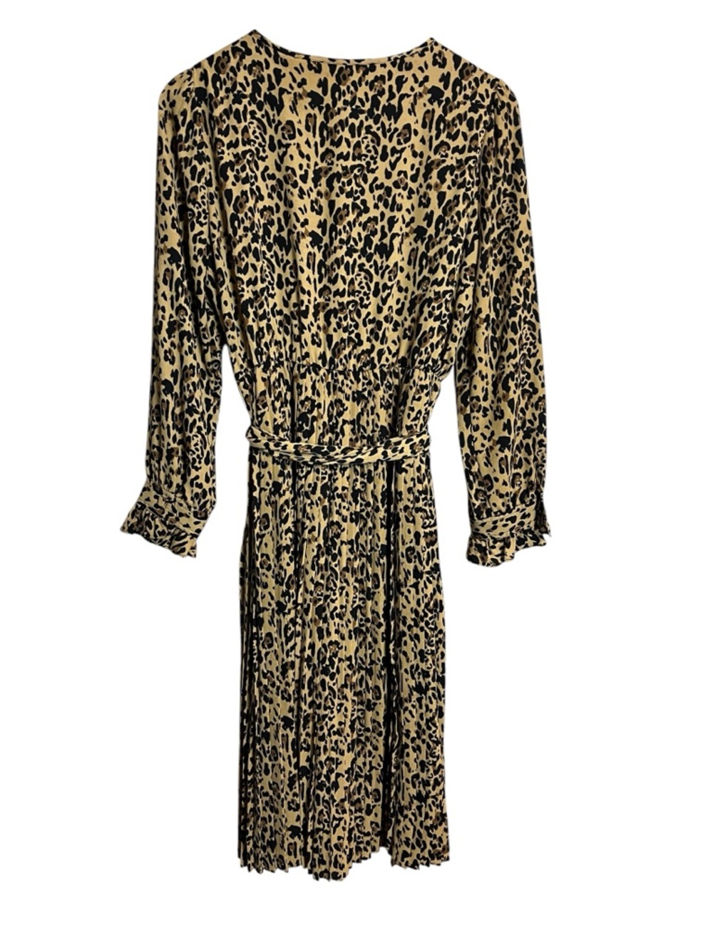 J Crew Long-sleeve pleated dress in leopard style AK136 Size 8 - Picture 5 of 9